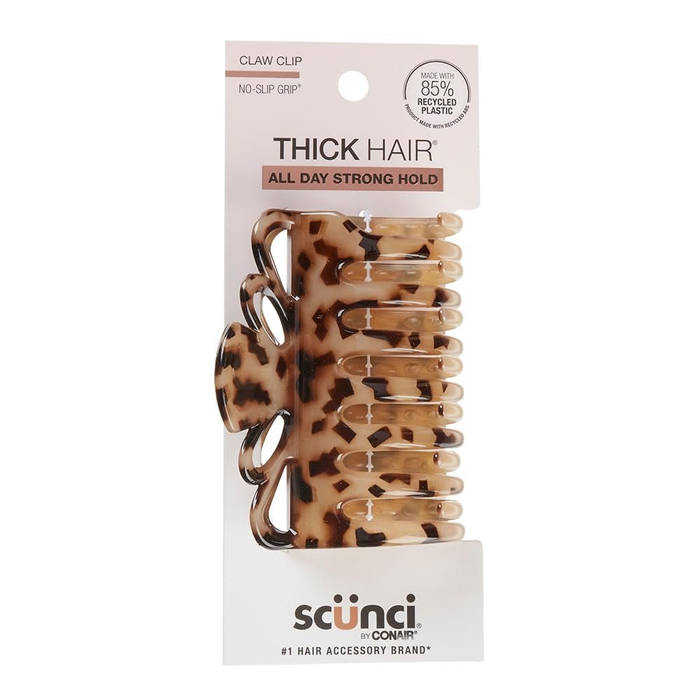 Scunci by Conair Tortoise Claw Clip for Thick Hair – 1 Count, Hair Clips for Women, Trendy Hair Accessories for All Hair Types - görsel 1