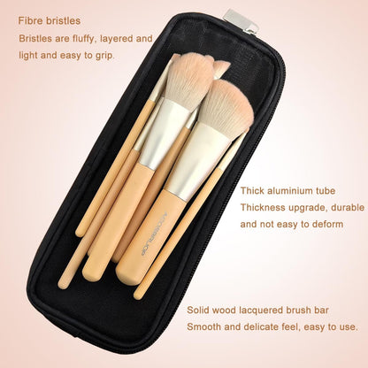 ACOSBRUOP 8-Piece Makeup Brush Set with Delicacy Case - Black Aluminum Cosmetic Brushes Avelisse