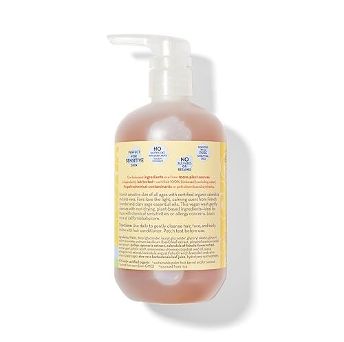 California Baby Kids Shampoo + Body Wash | Calendula | Soothing Skin Care for Kids & Teens | 100% Plant-Based | Lavender Scent | Hypoallergenic | 19 oz - görsel 4