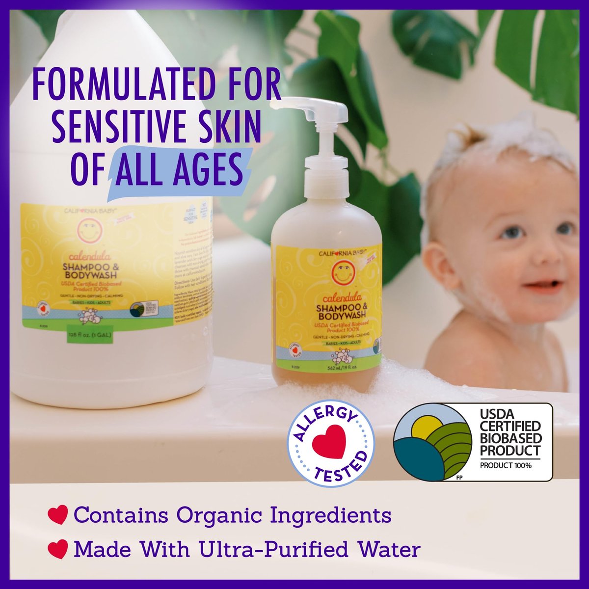 California Baby Kids Shampoo + Body Wash | Calendula | Soothing Skin Care for Kids & Teens | 100% Plant-Based | Lavender Scent | Hypoallergenic | 19 oz - görsel 11