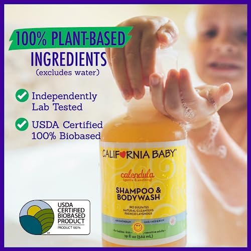 California Baby Kids Shampoo + Body Wash | Calendula | Soothing Skin Care for Kids & Teens | 100% Plant-Based | Lavender Scent | Hypoallergenic | 19 oz - görsel 10
