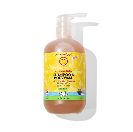 California Baby Kids Shampoo + Body Wash | Calendula | Soothing Skin Care for Kids & Teens | 100% Plant-Based | Lavender Scent | Hypoallergenic | 19 oz