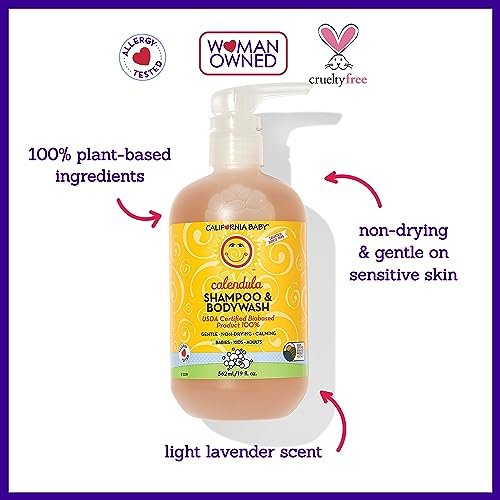California Baby Kids Shampoo + Body Wash | Calendula | Soothing Skin Care for Kids & Teens | 100% Plant-Based | Lavender Scent | Hypoallergenic | 19 oz - görsel 6