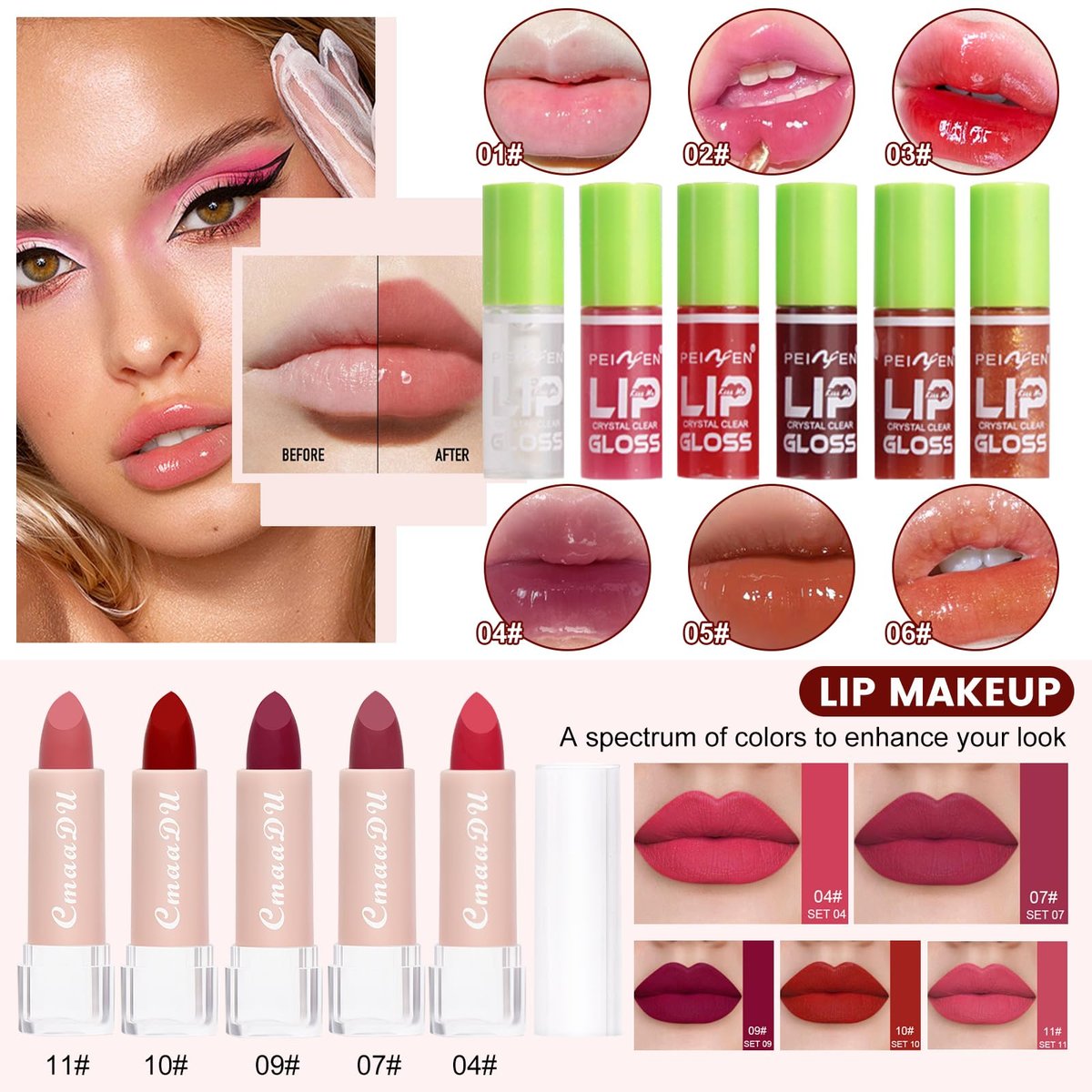 All-in-One Makeup Kit for Women - Full Makeup Set with Eyeshadow Palette, Concealer, Lipstick, Eyeliner, Eyebrow Stencils, Mascara & Cosmetic Brush Set Avelisse