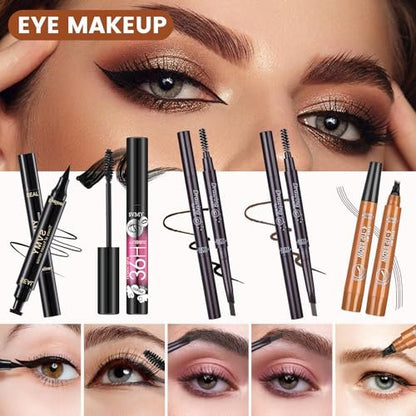 All-in-One Makeup Kit for Women - Full Makeup Set with Eyeshadow Palette, Concealer, Lipstick, Eyeliner, Eyebrow Stencils, Mascara & Cosmetic Brush Set Avelisse