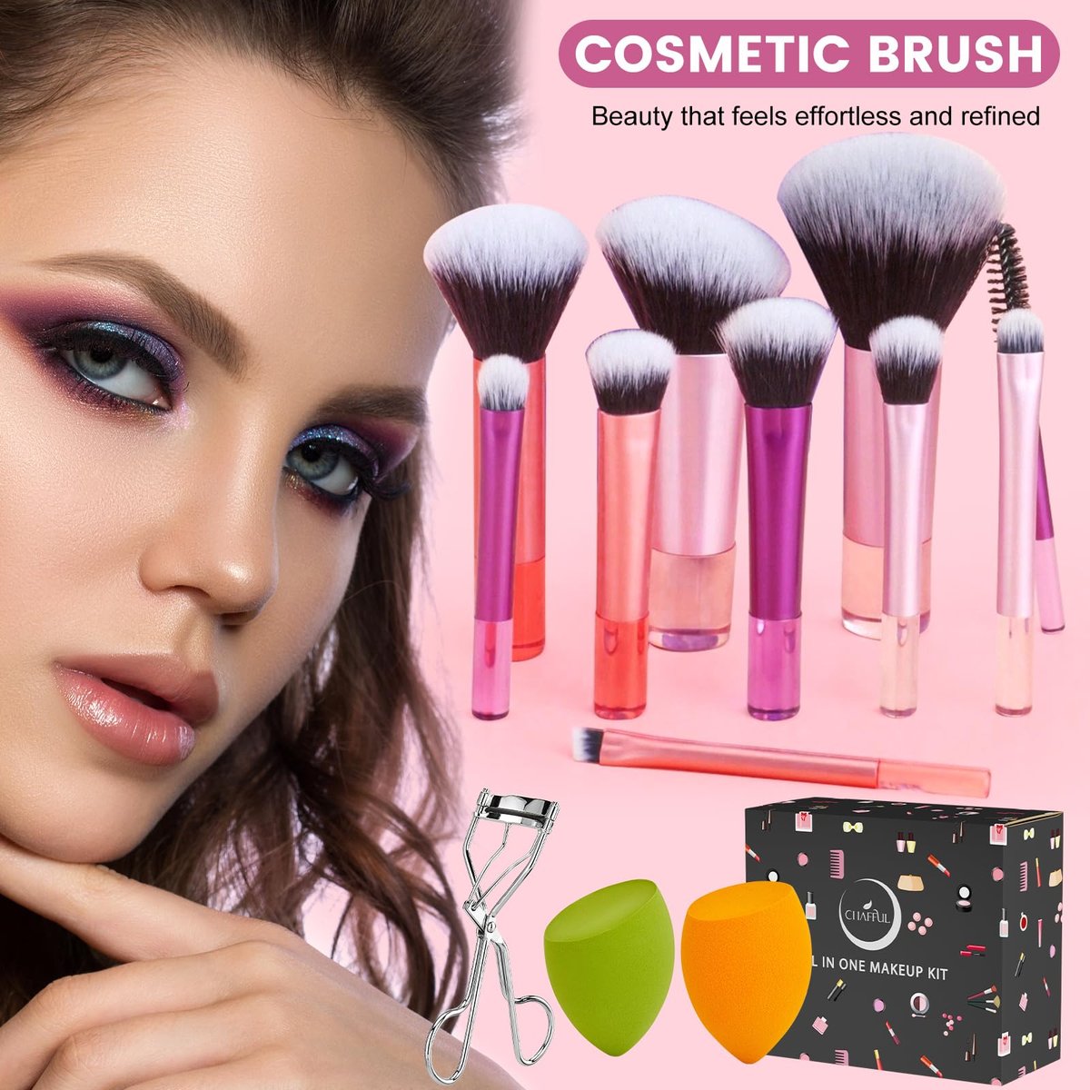 All-in-One Makeup Kit for Women - Full Makeup Set with Eyeshadow Palette, Concealer, Lipstick, Eyeliner, Eyebrow Stencils, Mascara & Cosmetic Brush Set Avelisse