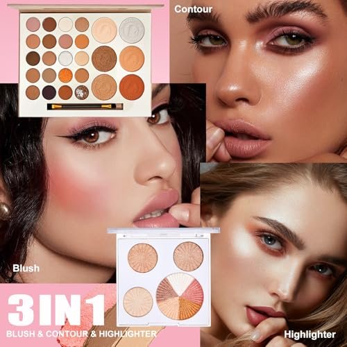All-in-One Makeup Kit for Women - Full Makeup Set with Eyeshadow Palette, Concealer, Lipstick, Eyeliner, Eyebrow Stencils, Mascara & Cosmetic Brush Set Avelisse