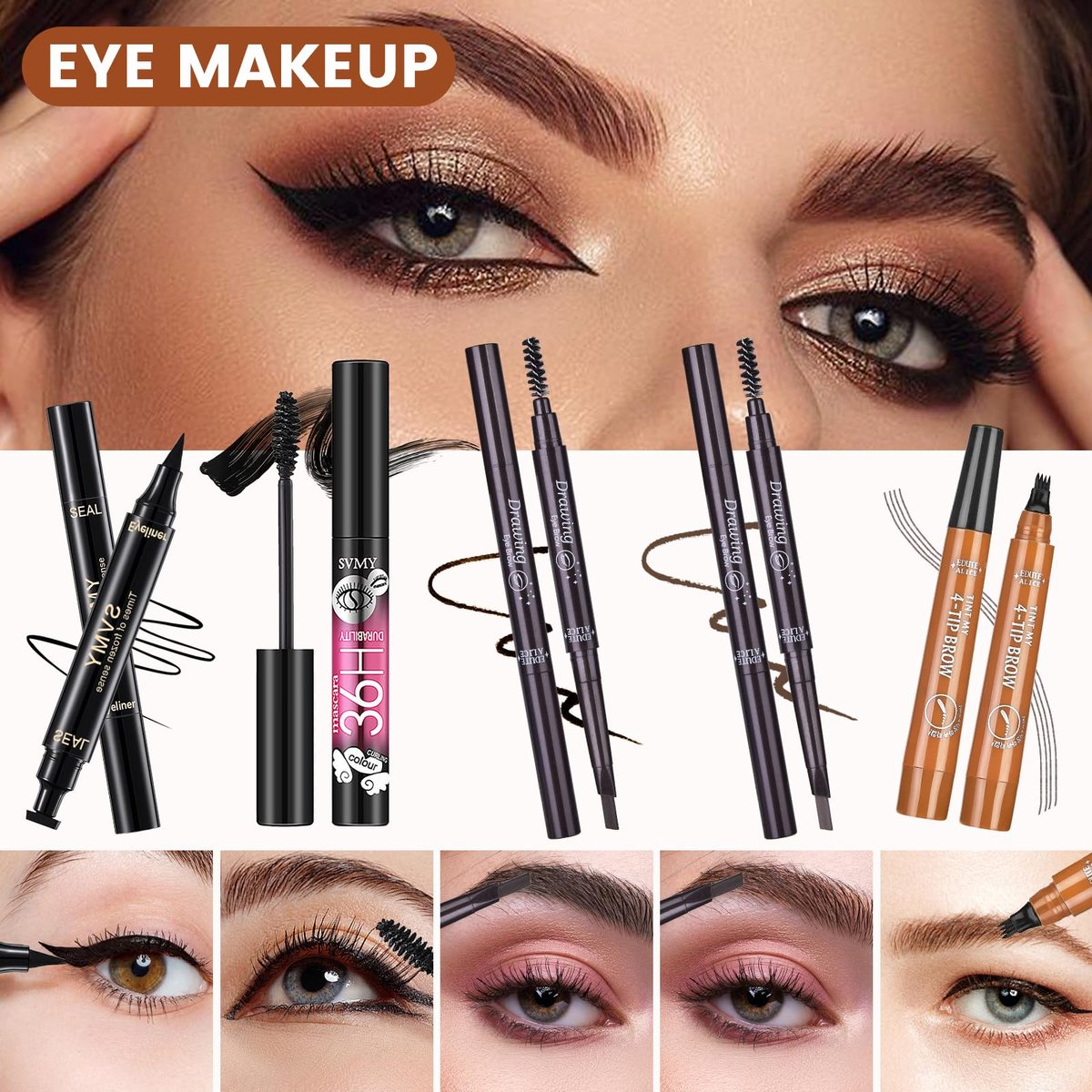 All-in-One Makeup Kit for Women - Full Makeup Set with Eyeshadow Palette, Concealer, Lipstick, Eyeliner, Eyebrow Stencils, Mascara & Cosmetic Brush Set Avelisse