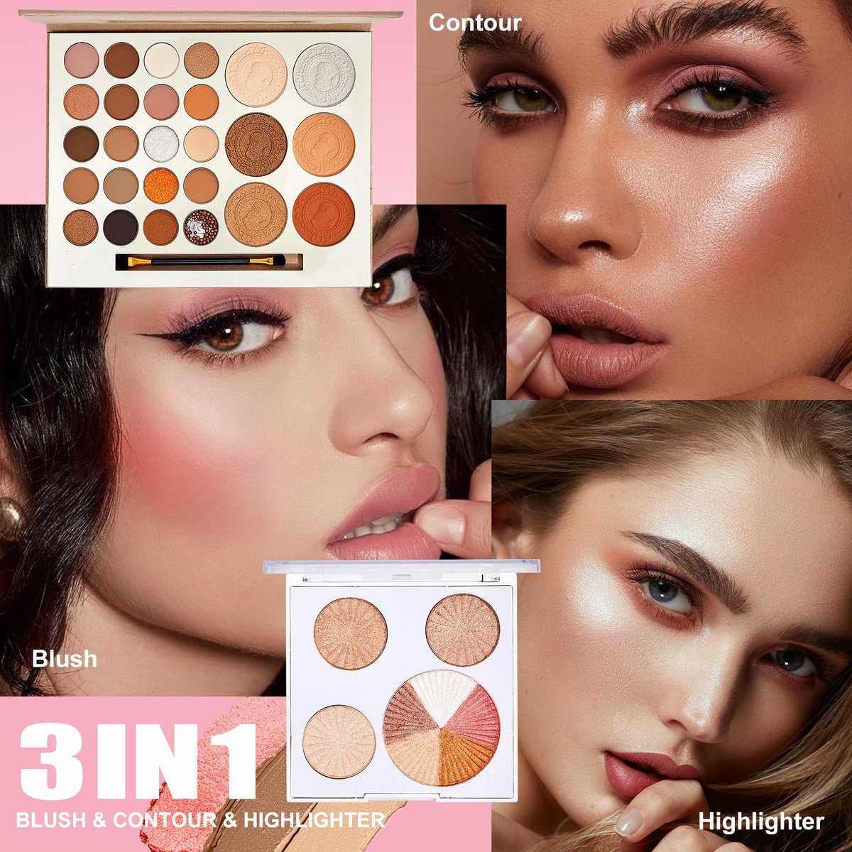 All-in-One Makeup Kit for Women - Full Makeup Set with Eyeshadow Palette, Concealer, Lipstick, Eyeliner, Eyebrow Stencils, Mascara & Cosmetic Brush Set Avelisse