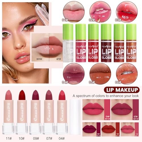 All-in-One Makeup Kit for Women - Full Makeup Set with Eyeshadow Palette, Concealer, Lipstick, Eyeliner, Eyebrow Stencils, Mascara & Cosmetic Brush Set Avelisse