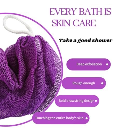 SPMKTBOZAI African Net Sponge Authentic – 2 Pack Exfoliating Back Scrubber for Shower (Purple & Rose Red) - görsel 4