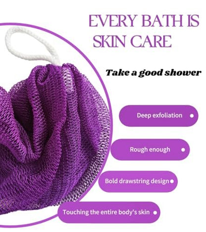 SPMKTBOZAI African Net Sponge Authentic – 2 Pack Exfoliating Back Scrubber for Shower (Purple & Rose Red)
