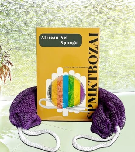 SPMKTBOZAI African Net Sponge Authentic – 2 Pack Exfoliating Back Scrubber for Shower (Purple & Rose Red) - görsel 8