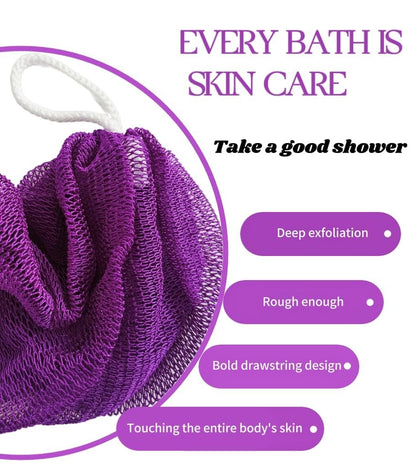 SPMKTBOZAI African Net Sponge Authentic – 2 Pack Exfoliating Back Scrubber for Shower (Purple & Rose Red)