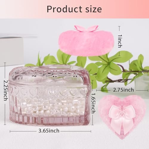 Gsteng Large Crystal Clear Reusable Body Powder Puff with Glass Container – Washable Velvet Face & Body Glitter Puff for Wet & Dry Makeup - görsel 4