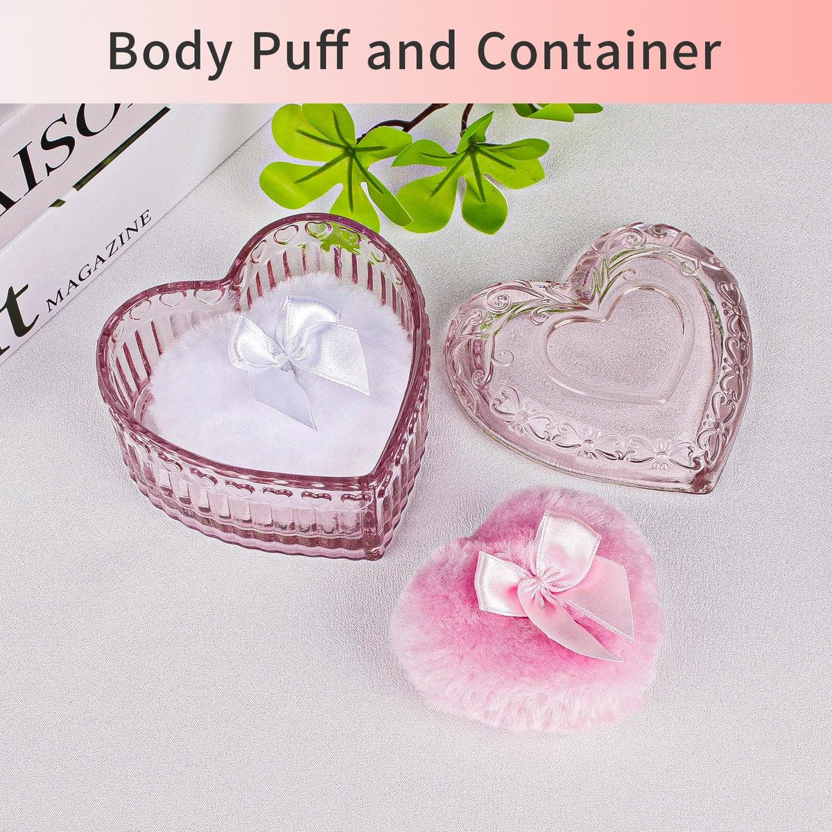 Gsteng Large Crystal Clear Reusable Body Powder Puff with Glass Container – Washable Velvet Face & Body Glitter Puff for Wet & Dry Makeup - görsel 5