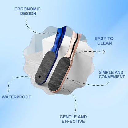 2-Pack Nano Glass Foot Files – Professional Hard Skin Remover with Ergonomic Handle (Gold + Blue) Avelisse
