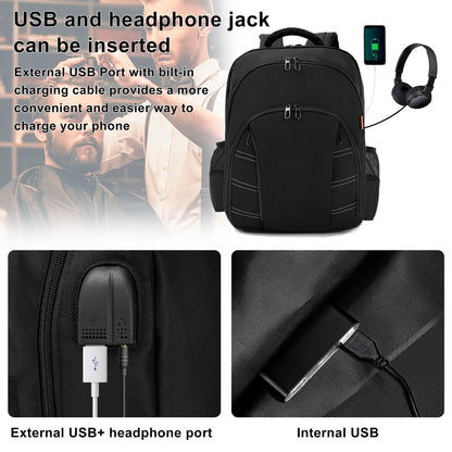 OUUTMEE Barber Supplies Bag - Portable Backpack for Clippers & Tools, Travel Hairstylist Organizer with USB Port, Black Avelisse