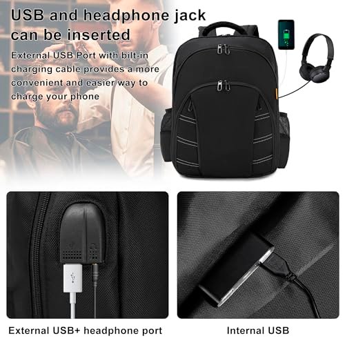 OUUTMEE Barber Supplies Bag - Portable Backpack for Clippers & Tools, Travel Hairstylist Organizer with USB Port, Black Avelisse