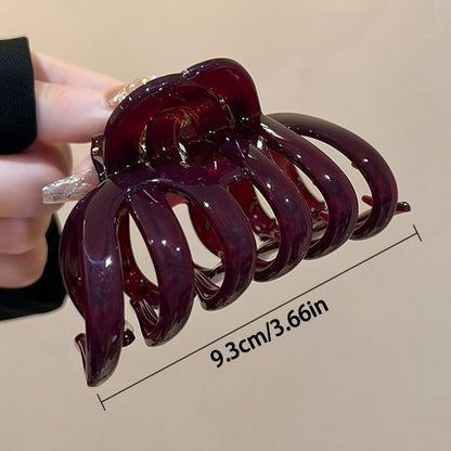 Retro Red Large Hair Clips for Thick Hair – Vintage Non-Slip Hair Claw Clips for Women & Girls (3.54 Inch)