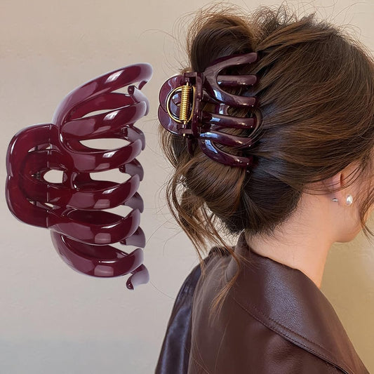 Retro Red Large Hair Clips for Thick Hair – Vintage Non-Slip Hair Claw Clips for Women & Girls (3.54 Inch)