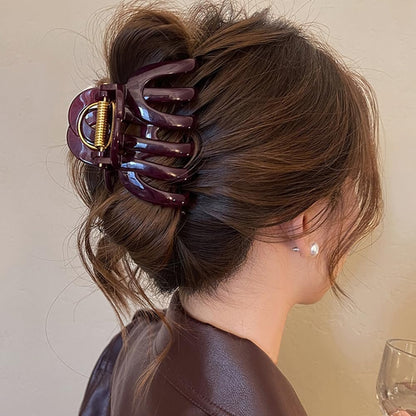Retro Red Large Hair Clips for Thick Hair – Vintage Non-Slip Hair Claw Clips for Women & Girls (3.54 Inch)
