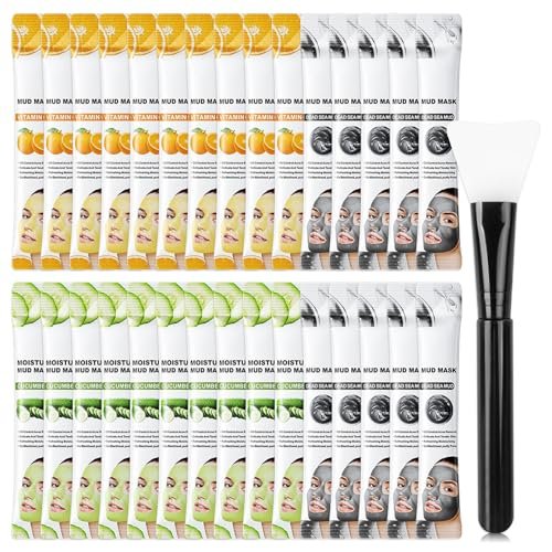 WENJLYJ 30-Piece Clay Mask Set for Face – Vitamin C, Dead Sea Mud & Cucumber Mud Masks – Deep Cleansing Blackhead Remover Facial Skin Care Set – Moisturizing Face Masks for Women, Gift Set - görsel 2
