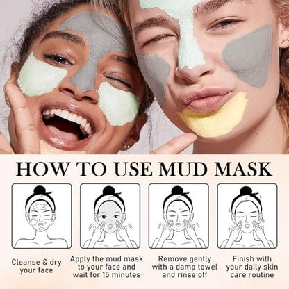 WENJLYJ 30-Piece Clay Mask Set for Face – Vitamin C, Dead Sea Mud & Cucumber Mud Masks – Deep Cleansing Blackhead Remover Facial Skin Care Set – Moisturizing Face Masks for Women, Gift Set