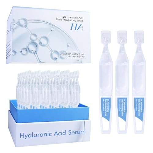 5% Hyaluronic Acid Serum Ultra Moisturizing & Elastic Skin - Wake Nature Perfection Hyaluronic Acid - Anti-Aging Serum for Face Single-Use Vials Skincare - Repair Sensitive Skin (1.5 ml)*30 Avelisse