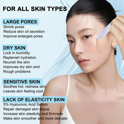 5% Hyaluronic Acid Serum Ultra Moisturizing & Elastic Skin - Wake Nature Perfection Hyaluronic Acid - Anti-Aging Serum for Face Single-Use Vials Skincare - Repair Sensitive Skin (1.5 ml)*30 Avelisse