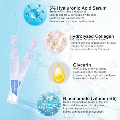 5% Hyaluronic Acid Serum Ultra Moisturizing & Elastic Skin - Wake Nature Perfection Hyaluronic Acid - Anti-Aging Serum for Face Single-Use Vials Skincare - Repair Sensitive Skin (1.5 ml)*30 Avelisse