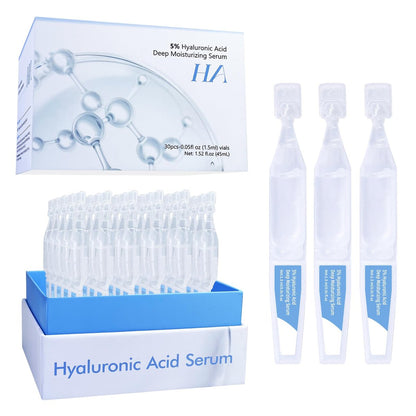 5% Hyaluronic Acid Serum Ultra Moisturizing & Elastic Skin - Wake Nature Perfection Hyaluronic Acid - Anti-Aging Serum for Face Single-Use Vials Skincare - Repair Sensitive Skin (1.5 ml)*30 Avelisse