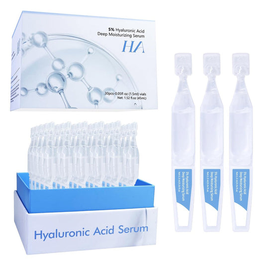 5% Hyaluronic Acid Serum Ultra Moisturizing & Elastic Skin - Wake Nature Perfection Hyaluronic Acid - Anti-Aging Serum for Face Single-Use Vials Skincare - Repair Sensitive Skin (1.5 ml)*30 Avelisse