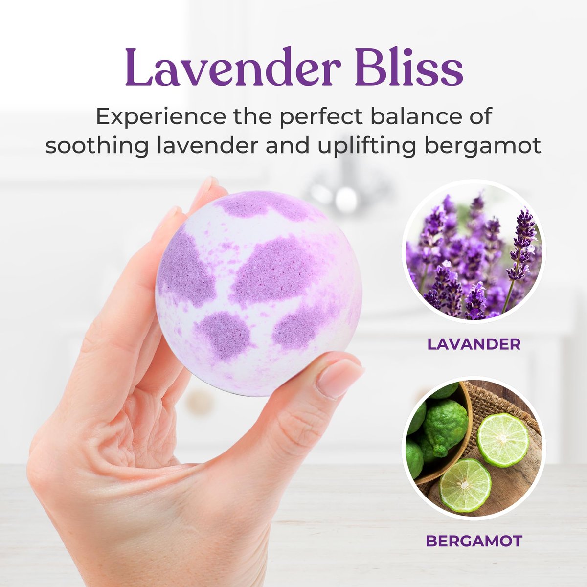 Lavivio Lavender Bath Bombs for Women – Mega Foaming with Shea Butter & Essential Oils – Relaxing, Moisturizing Gift Set (3 x 100g) Avelisse