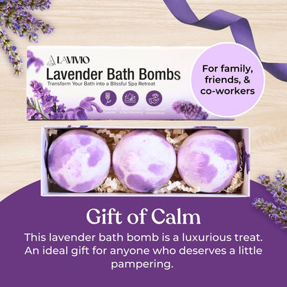 Lavivio Lavender Bath Bombs for Women – Mega Foaming with Shea Butter & Essential Oils – Relaxing, Moisturizing Gift Set (3 x 100g) Avelisse