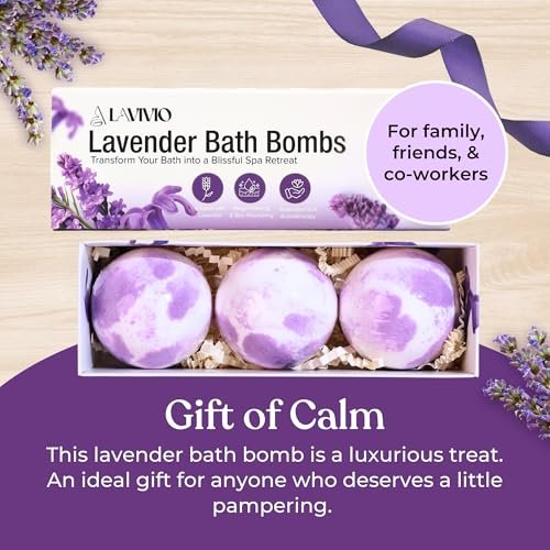 Lavivio Lavender Bath Bombs for Women – Mega Foaming with Shea Butter & Essential Oils – Relaxing, Moisturizing Gift Set (3 x 100g) Avelisse