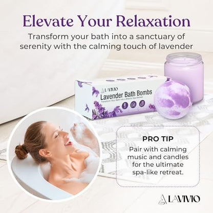 Lavivio Lavender Bath Bombs for Women – Mega Foaming with Shea Butter & Essential Oils – Relaxing, Moisturizing Gift Set (3 x 100g) Avelisse