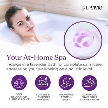 Lavivio Lavender Bath Bombs for Women – Mega Foaming with Shea Butter & Essential Oils – Relaxing, Moisturizing Gift Set (3 x 100g) Avelisse