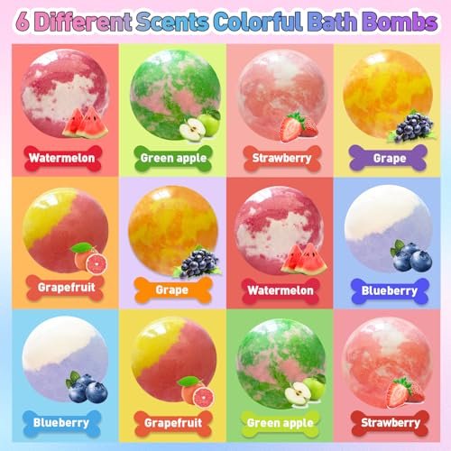 Santrela 12-Pack Bath Bombs for Kids with Surprise Inside – Mermaid Toys Gift Set, Shea & Cocoa Butter Moisturizing Bath Balls, Colorful Spa Fun for Girls, Birthday Easter Gift Avelisse