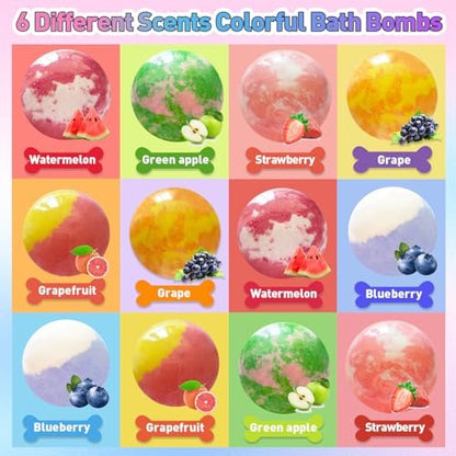 Santrela 12-Pack Bath Bombs for Kids with Surprise Inside – Mermaid Toys Gift Set, Shea & Cocoa Butter Moisturizing Bath Balls, Colorful Spa Fun for Girls, Birthday Easter Gift Avelisse