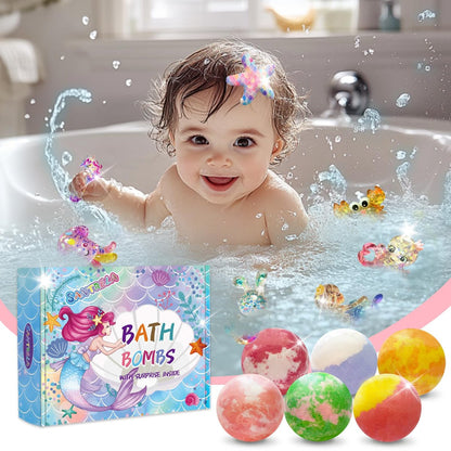 Santrela 12-Pack Bath Bombs for Kids with Surprise Inside – Mermaid Toys Gift Set, Shea & Cocoa Butter Moisturizing Bath Balls, Colorful Spa Fun for Girls, Birthday Easter Gift Avelisse