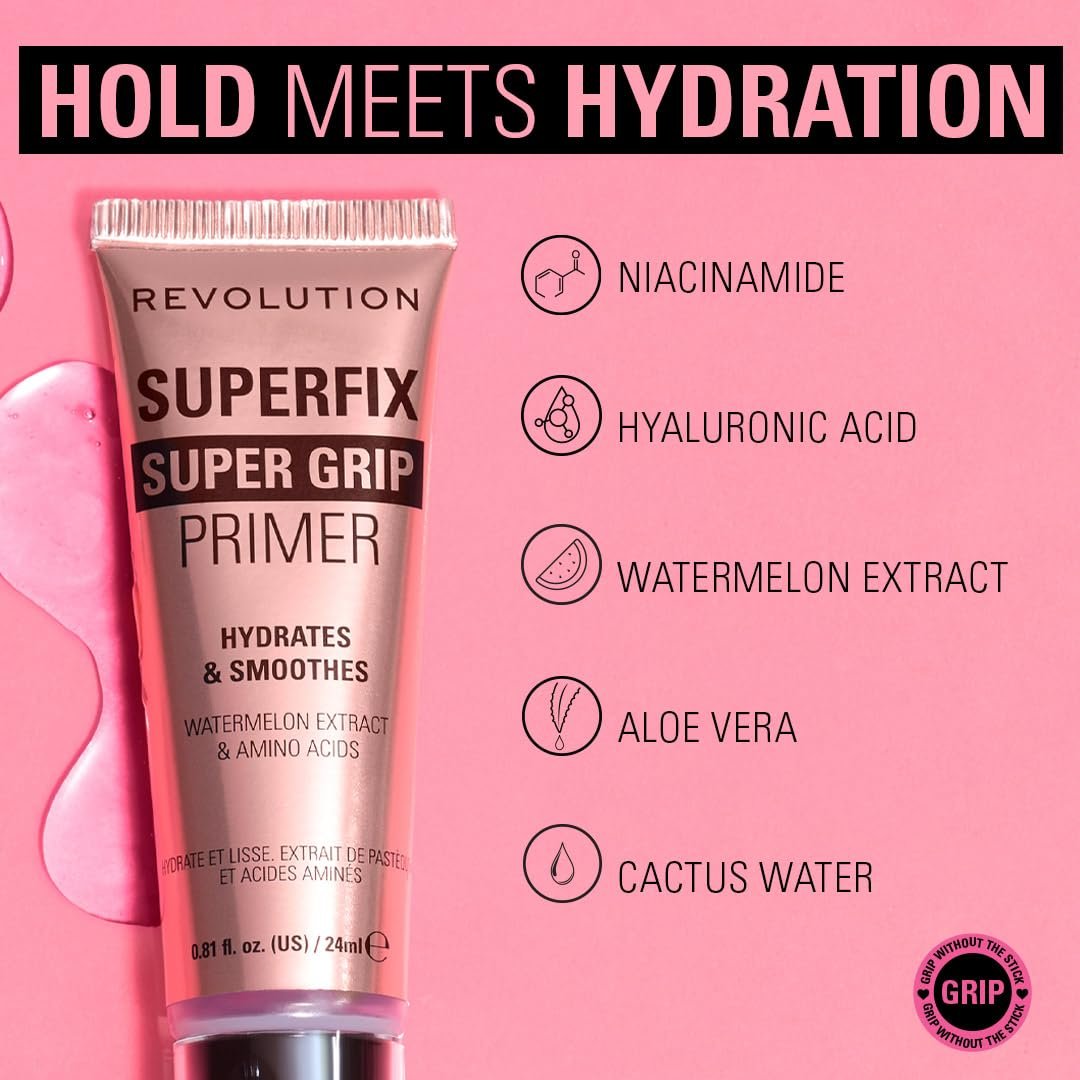 Revolution Beauty London Superfix Grip Primer - Hydrating & Smoothing Face Primer for Makeup, Gel-Formula, Vegan & Cruelty-Free, 0.81 fl oz - görsel 7