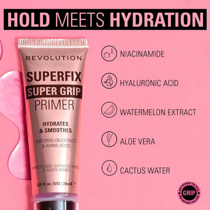 Revolution Beauty London Superfix Grip Primer - Hydrating & Smoothing Face Primer for Makeup, Gel-Formula, Vegan & Cruelty-Free, 0.81 fl oz