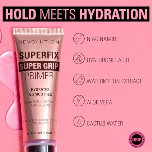 Revolution Beauty London Superfix Grip Primer - Hydrating & Smoothing Face Primer for Makeup, Gel-Formula, Vegan & Cruelty-Free, 0.81 fl oz - görsel 8