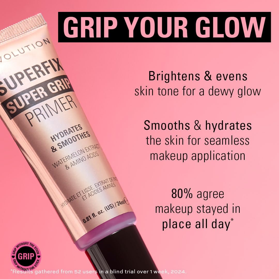 Revolution Beauty London Superfix Grip Primer - Hydrating & Smoothing Face Primer for Makeup, Gel-Formula, Vegan & Cruelty-Free, 0.81 fl oz - görsel 5