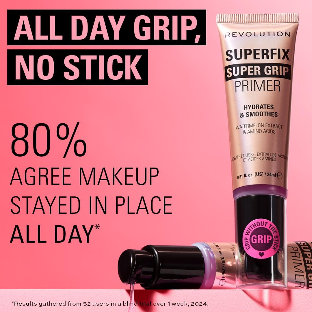 Revolution Beauty London Superfix Grip Primer - Hydrating & Smoothing Face Primer for Makeup, Gel-Formula, Vegan & Cruelty-Free, 0.81 fl oz - görsel 9