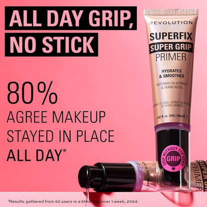 Revolution Beauty London Superfix Grip Primer - Hydrating & Smoothing Face Primer for Makeup, Gel-Formula, Vegan & Cruelty-Free, 0.81 fl oz