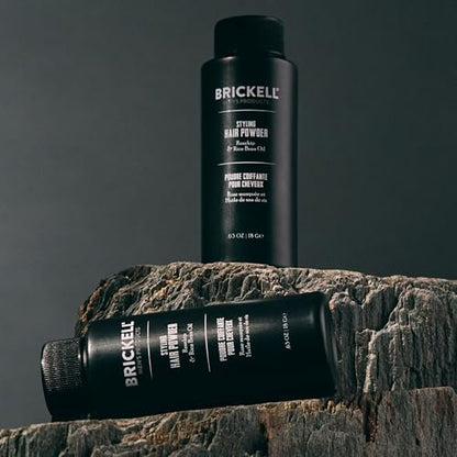 Brickell Men's Styling Hair Powder for Men - Natural & Organic Volumizing Texturizing Powder, Non-Greasy, Fragrance-Free, 18g