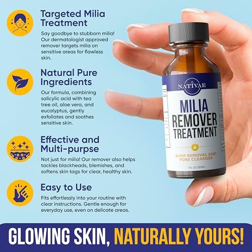 Milia Remover Treatment for Eyes & Face - Milia Spot Treatment with Salicylic Acid & Tea Tree Oil - Milia Acne Serum by Nativae Avelisse