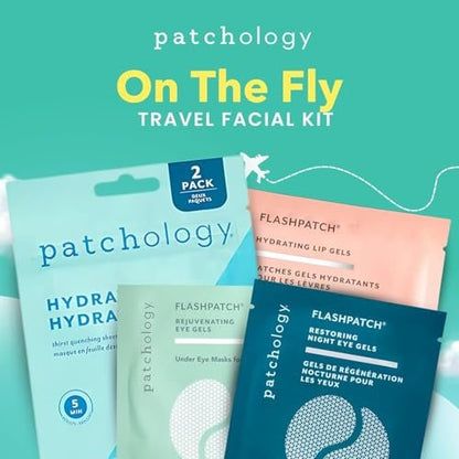Patchology On The Fly Travel Facial Kit – Hydrating Skincare Essentials for Face, Eyes, and Lips